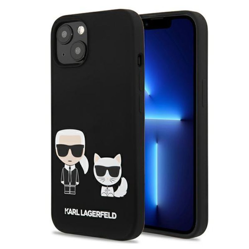 Husa Karl Lagerfeld Silicon Karl & Choupette compatibila cu iPhone 13 Mini, Negru
