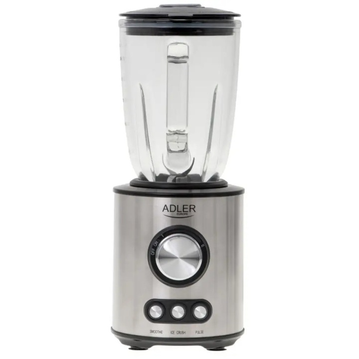 Blender de Masa Adler AD 4078 Vas Sticla 1.5L 2 Viteze 3 Functii Putere 1700W Argintiu