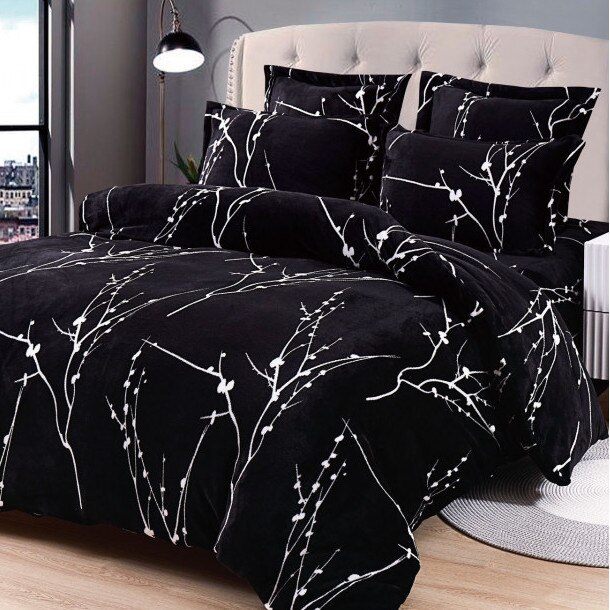 Lenjerie de pat Cocolino moale si pufoasa cu model 4 piese pentru pat dublu a19