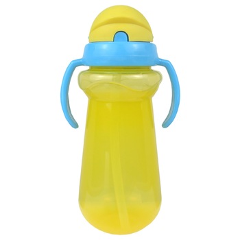 Cana sport cu pai si manere 250ml, Primii Pasi, R0632 galben Cana sport cu pai si manere 250ml, Primii Pasi, R0632 galben