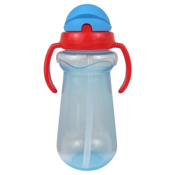 Cana sport cu pai si manere 250ml, Primii Pasi, R0632 albastru Cana sport cu pai si manere 250ml, Primii Pasi, R0632 albastru