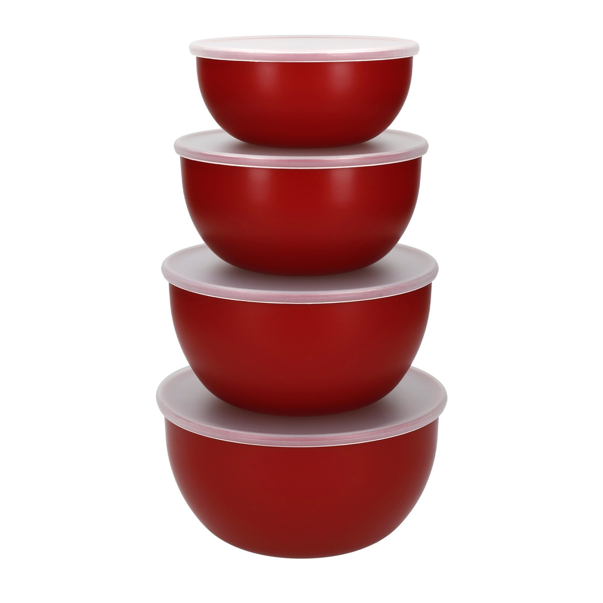 Set 4 boluri preparare, cu capac, Empire Red - KitchenAid