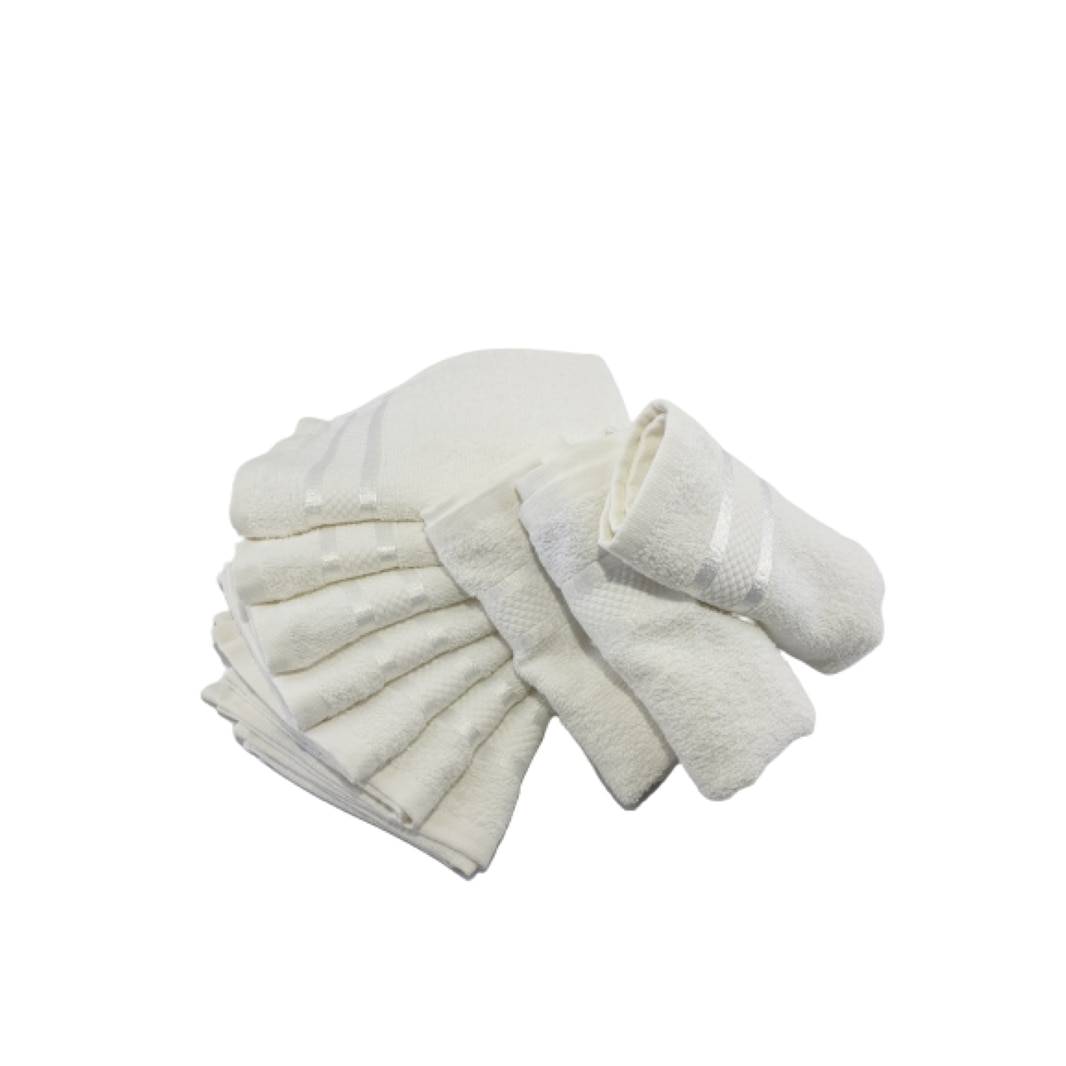 Set 10 prosoape albe pentru maini, 30 x50 cm, 100% bumbac, 400 GSM