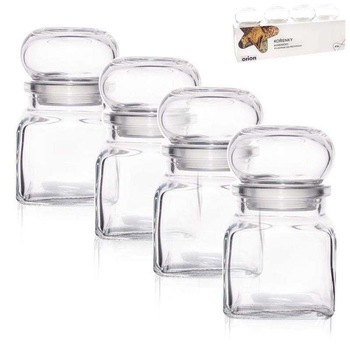 Set 4 recipiente condimente, Orion, Sticla, 4x120 ml, Transparent Set 4 recipiente condimente, Orion, Sticla, 4x120 ml, Transparent