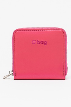 O bag, Portofel cu fermoar si logo brodat, Roz aprins O bag, Portofel cu fermoar si logo brodat, Roz aprins