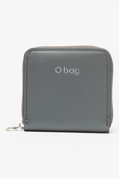 O bag, Portofel cu fermoar si logo brodat, Negru O bag, Portofel cu fermoar si logo brodat, Negru