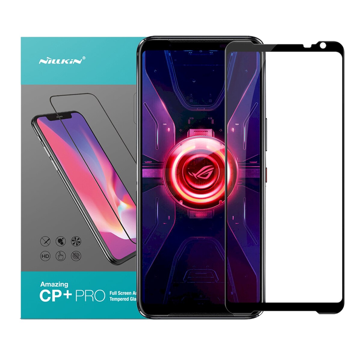 Folie de protectie, Nillkin, Compatibil cu PRO ASUS ROG PHONE 3, Sticla, Negru