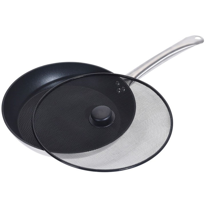 Капак за тиган, Excellent Houseware, метална мрежа, 29 см, черен