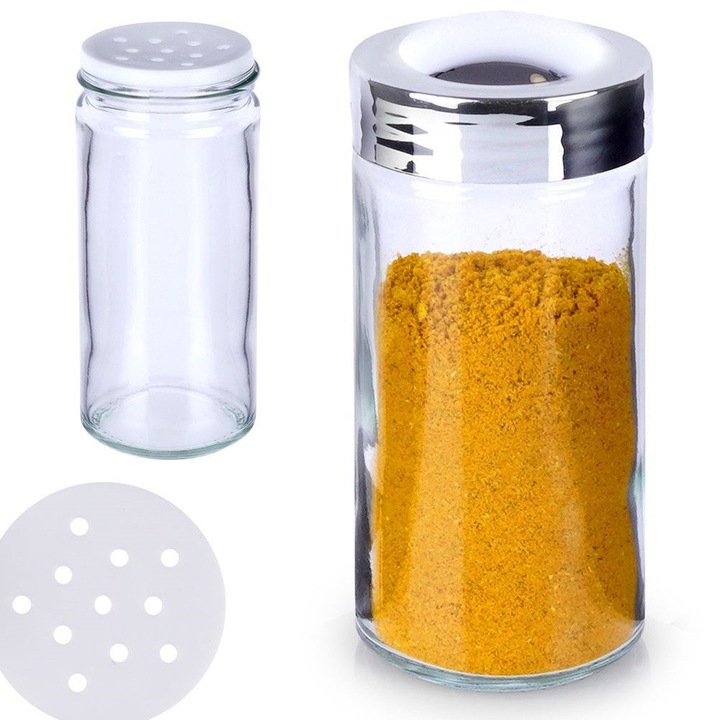 Recipient pentru condimente, Artemis, sticla, 80 ml, 4x4x10 cm, transparent