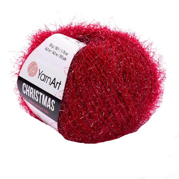 Fir textil YarnArt Christmas 46, pentru crosetat si tricotat, acril, rosu, 142 m