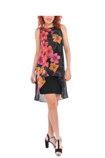 Rochie Dama cu model floral, Desigual-Tamara, Negru, M