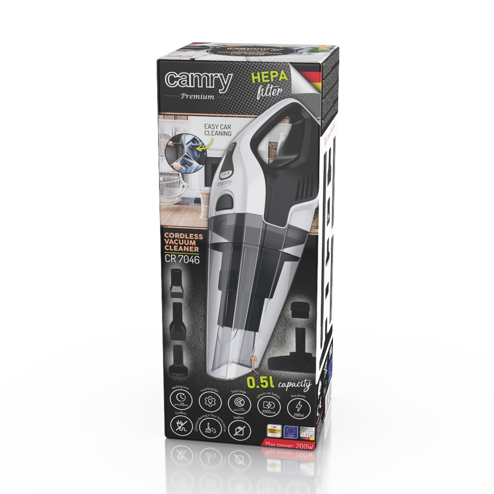 Aspirator de mana fara sac cu accesorii incluse Camry CR 7046, 200 W
