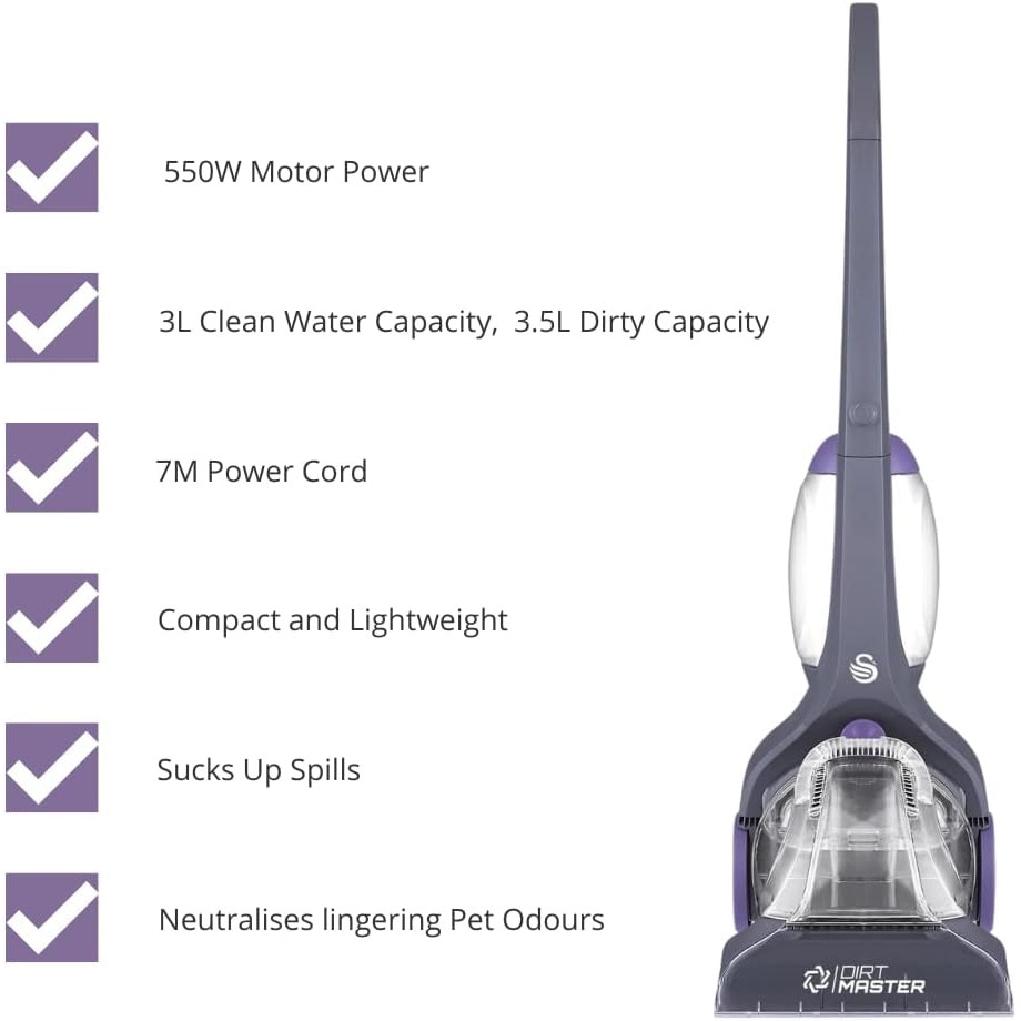 Aparat Spalat Covoare Swan SC17310N, Putere 550w, Ultra Usor, Perii cu vibratii, Curatare profunda, Elimina mirosurile de animale