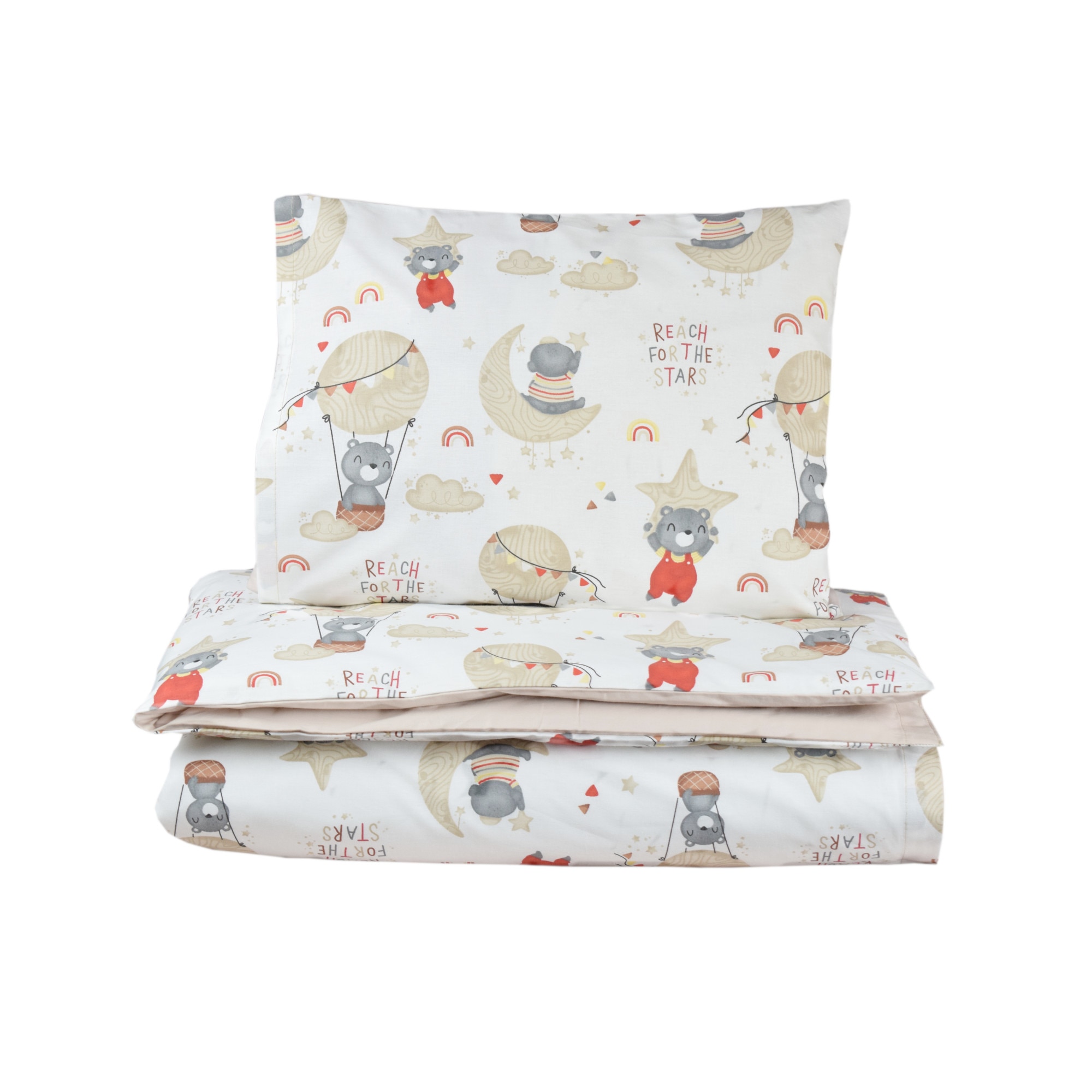 Lenjerie patut bumbac 100%, 3 piese, ursuleti, bej