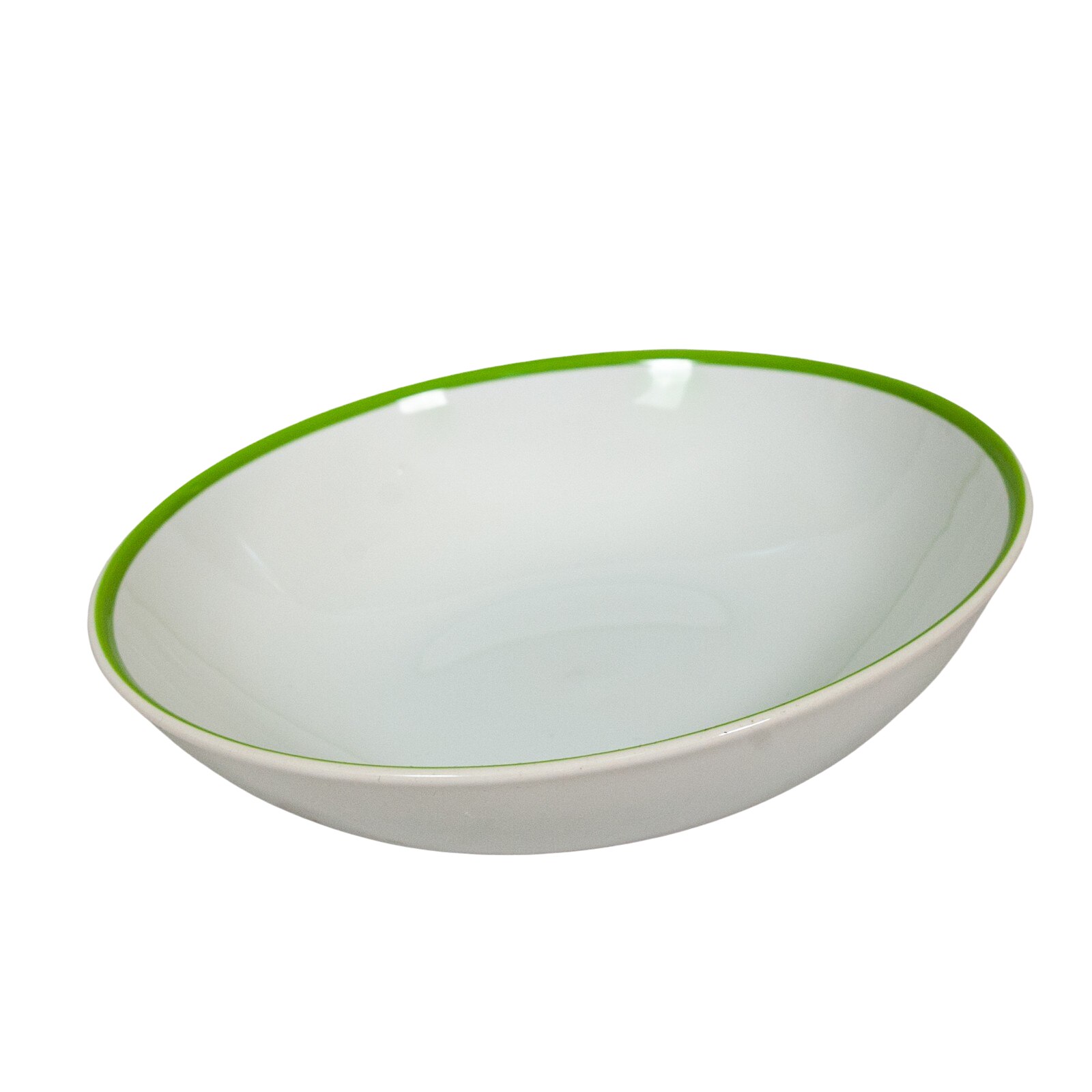 Farfurie adanca, Cesiro, 21 cm, Alb Arctic cu linie Verde la margine