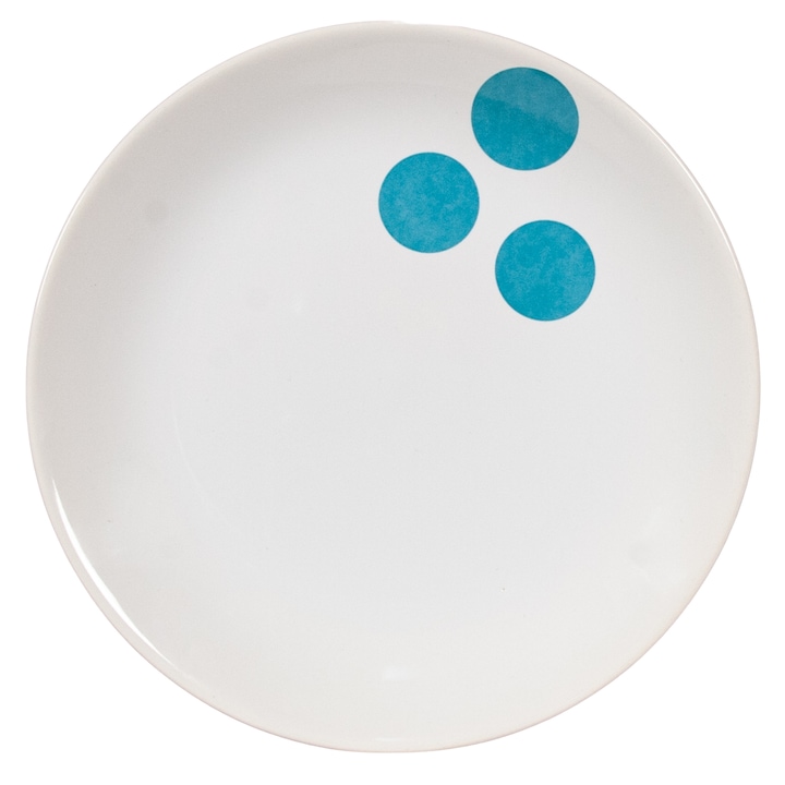 Arktik fehér türkiz pöttyökkel díszített, 21 cm-es Cesiro deszert tányér