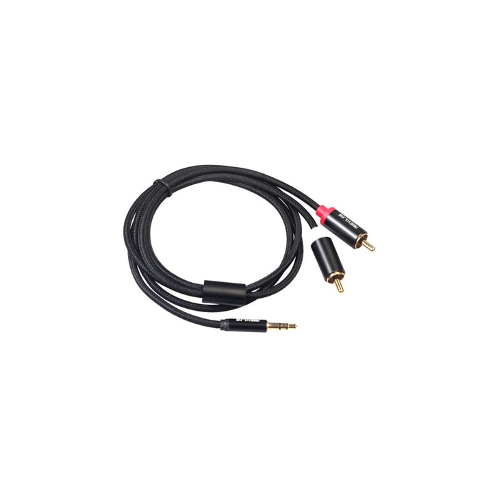 Cablu 2 RCA la Jack 3.5 mm pentru telefon, 1 m, Negru