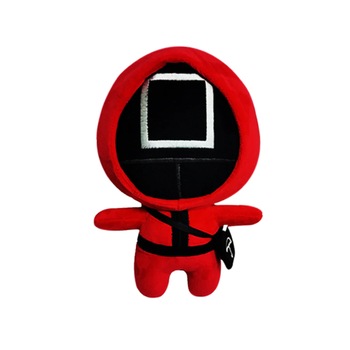 Figurina de plus squid game Jocul calamarului, soldatul patrat, 11 cm, Rosu, teleMAG Figurina de plus squid game Jocul calamarului, soldatul patrat, 11 cm, Rosu, teleMAG