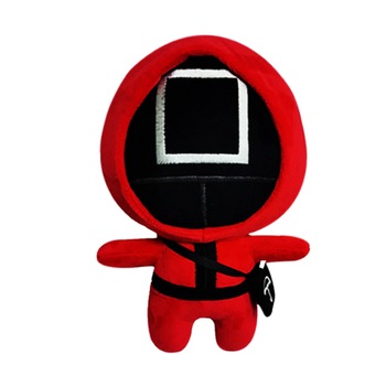 Figurina de plus squid game jocul calamarului, soldatul patrat, 22 cm, Rosu Figurina de plus squid game jocul calamarului, soldatul patrat, 22 cm, Rosu