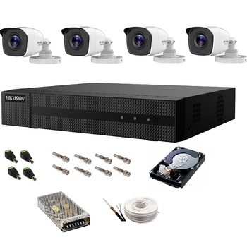 Kit complet supraveghere 4 MP Hikvision Turbo HD cu 4 camere Bullet IR 20 m, alimentatori, cabluri, mufe, HDD 1 Tb, vizualizare pe internet MK614 Kit complet supraveghere 4 MP Hikvision Turbo HD cu 4 camere Bullet IR 20 m, alimentatori, cabluri, mufe, HDD 1 Tb, vizualizare pe internet MK614