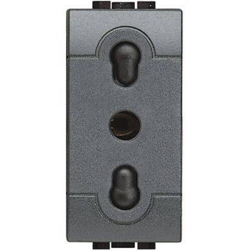 Priza Italia, Bticino, Living Light, 10/16A, 1M, Negru Antracit, L4180