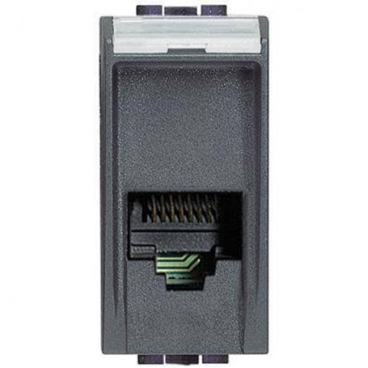 Priza telefon, Bticino, RJ11, Living Light, 1M, Negru Antracit, L4258/11N