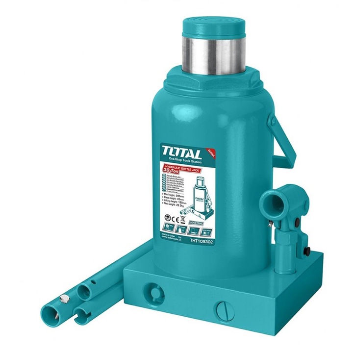 Cric hidraulic auto 30 tone - butelie Total - Industrial, cu supapa de siguranta