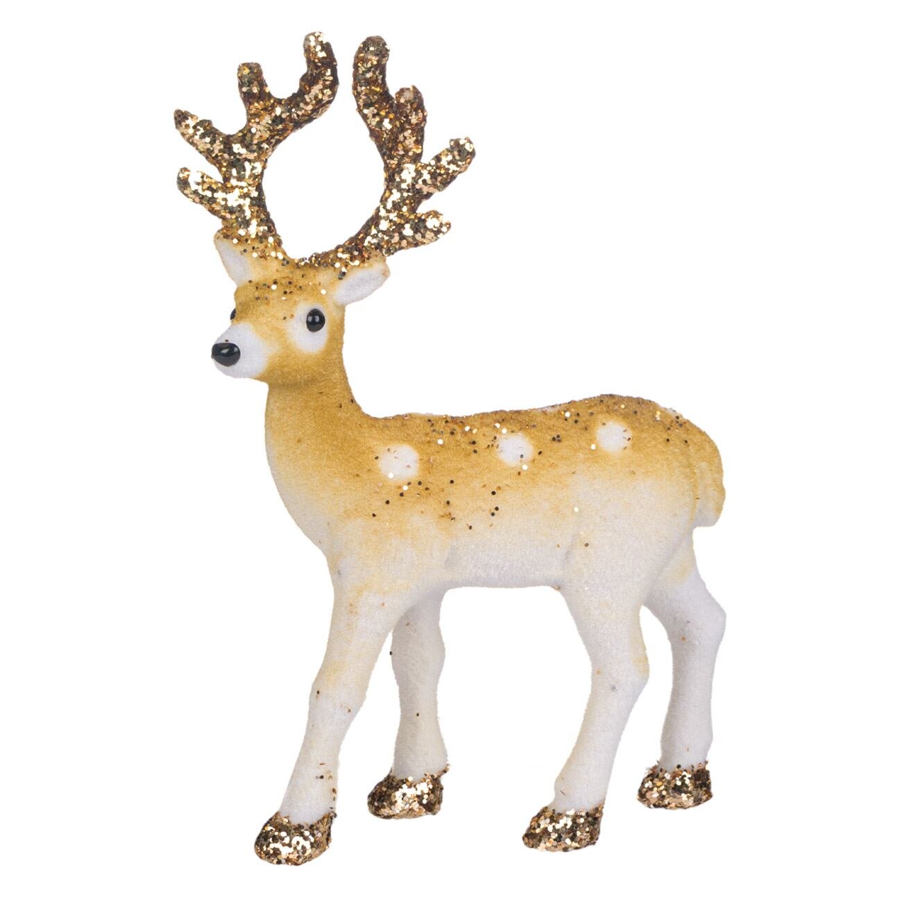 Figurina decorativa de Craciun tip ren, Marbest Grand Shop, alb/maro, 25 cm