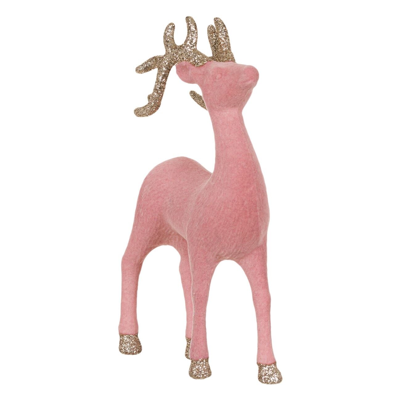Figurina decorativa de Craciun tip ren, Marbest Grand Shop, roz, 25 cm