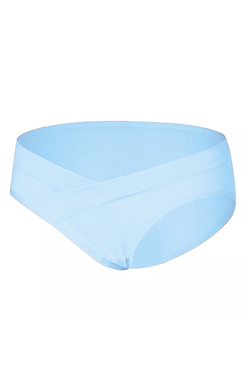 Дамски бикини Vika Baby®, Ниска талия, За бременни, 100% памук, Светлосин