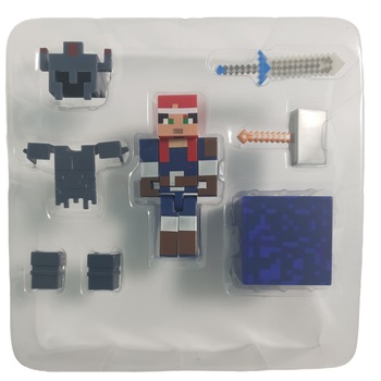 Set figurina tip Minecraft,7 accesorii si arme incluse, Multicolor, + 3 ani