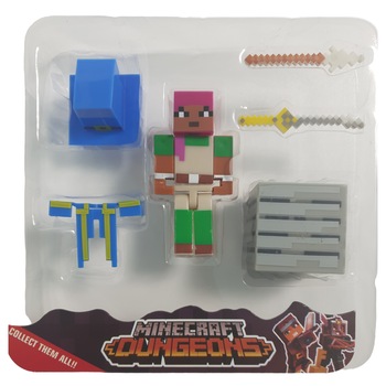 Set figurina tip Minecraft, 5 accesorii si arme incluse, Multicolor, + 3 ani