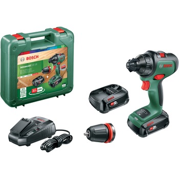 Masina de gaurit si insurubat (bormasina) pe acumulator Bnosch Advanced Drill 18, 18 V, 2.5 Ah, 2 trepte de putere, 1350 RPM, 2 acumulatori, incarcator, cap surubelnita, valiza profesionala Masina de gaurit si insurubat (bormasina) pe acumulator Bnosch Advanced Drill 18, 18 V, 2.5 Ah, 2 trepte de putere, 1350 RPM, 2 acumulatori, incarcator, cap surubelnita, valiza profesionala