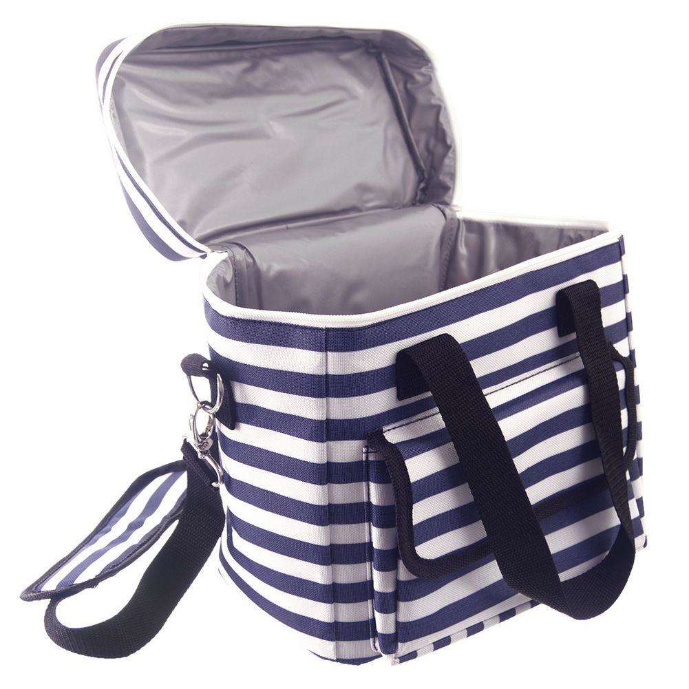 Geanta termica, Orion, Poliester, 5 L, Albastru/Alb