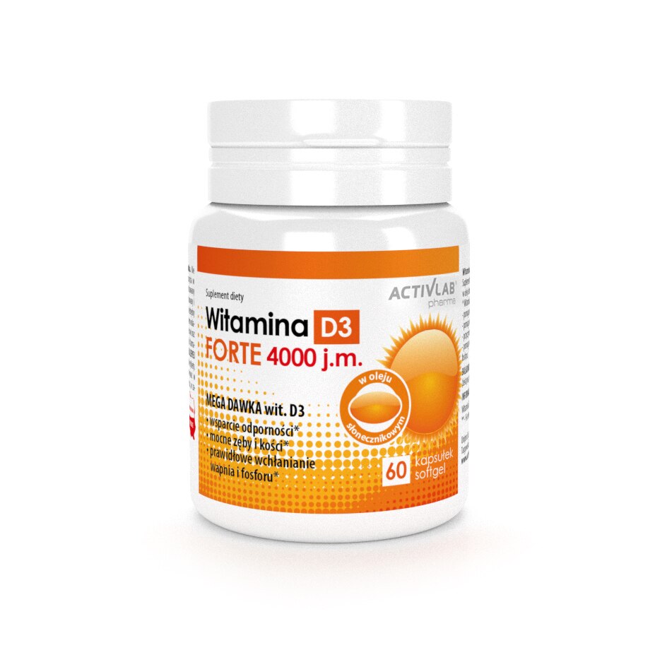 Supliment alimentar Vitamina D3 FORTE, 4000UI, ActivLab Pharma, 60 capsule