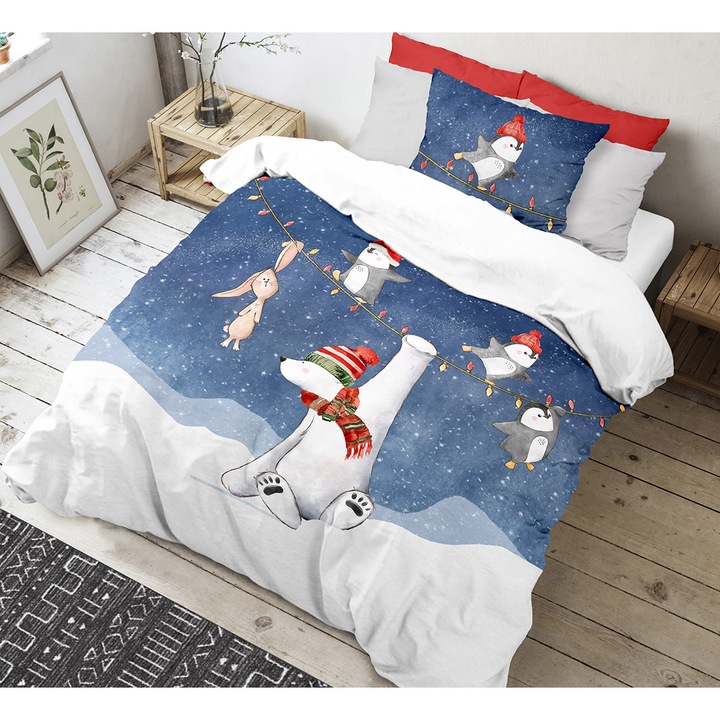 Ágyneműhuzat-garnitúra 1 fő részére 100% renforcé pamut , Club Cotton, Berry