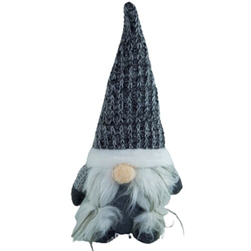 Figurina Craciun, cu pantaloni gri, caciula Gri, 26 cm, Gri