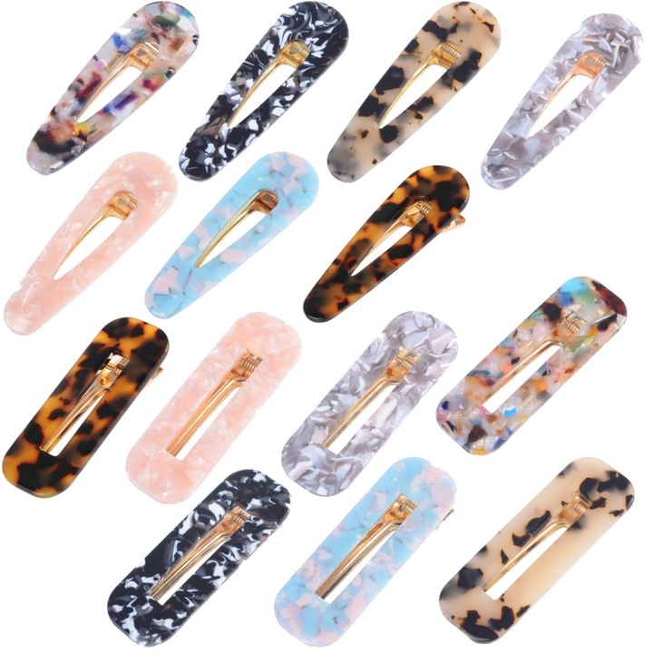 Комплект от 14 шноли за коса от метал и акрилна смола FAC, Multicolor