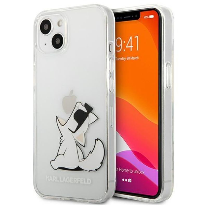Husa Karl Lagerfeld Choupette Fun compatibila cu iPhone 13 Mini, Transparent