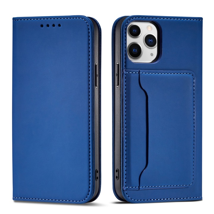 Husa Piele tip carte pentru Iphone 12 Pro, culoare Albastru-Navy