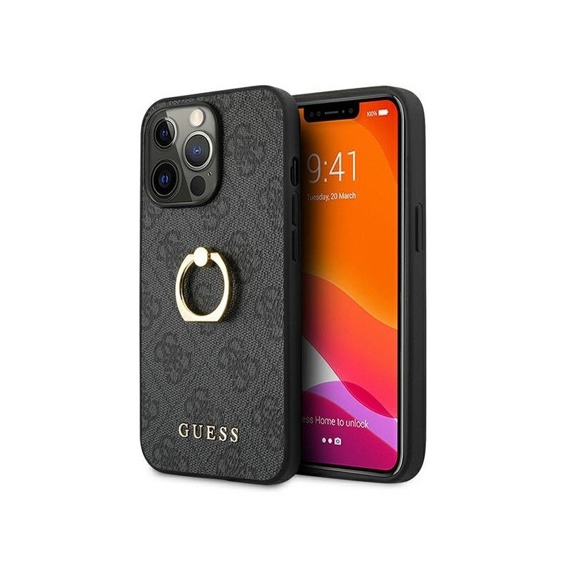 Husa Guess Pentru Iphone 13 Pro, Gri, Colectia Ring Stand, GUHCP13L4GMRGR