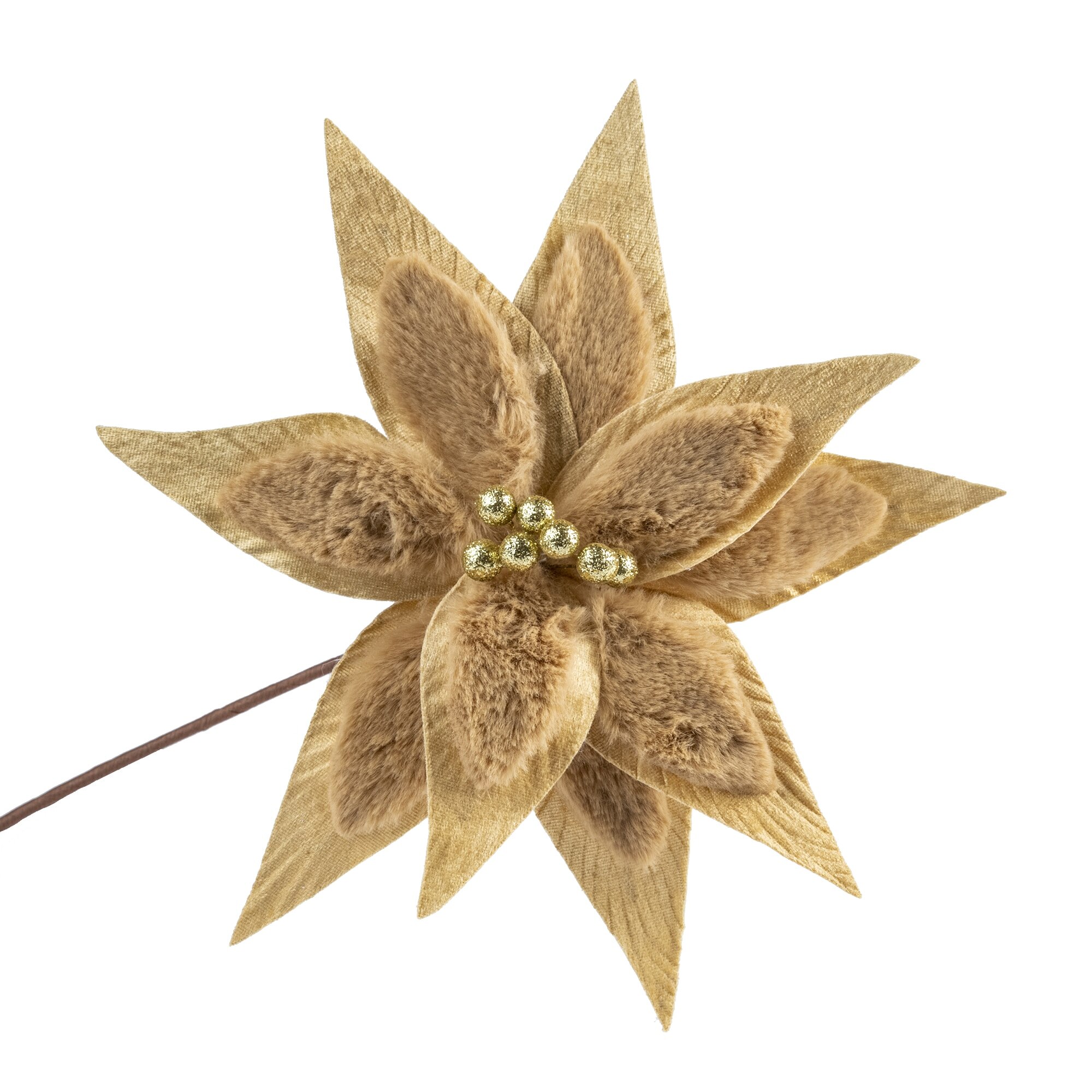 Decoratiune craciun, craciunita artificiala cu blanita, auriu, Ø29