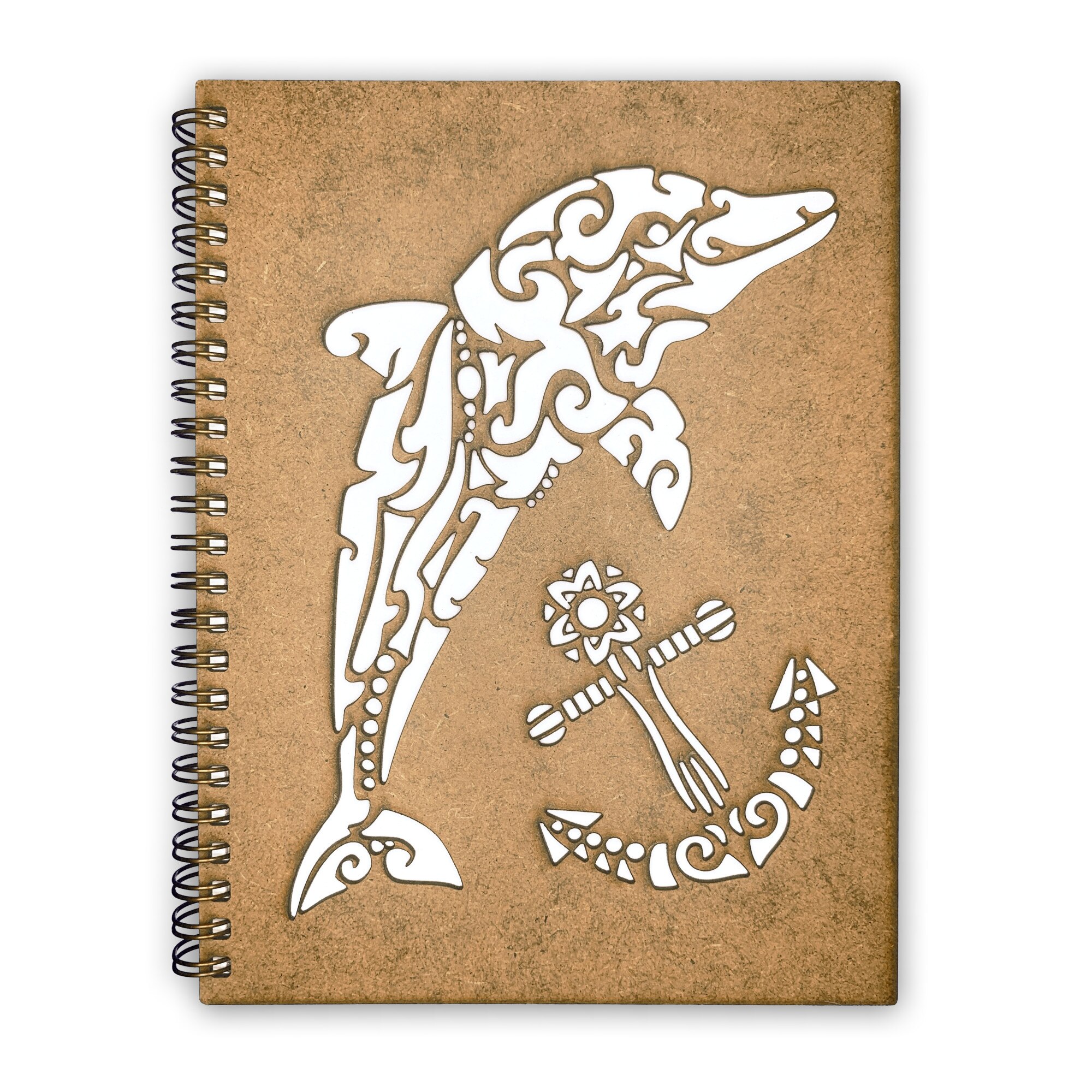 Agenda Lemn Decupata A5 80 file - Delfin si Ancora