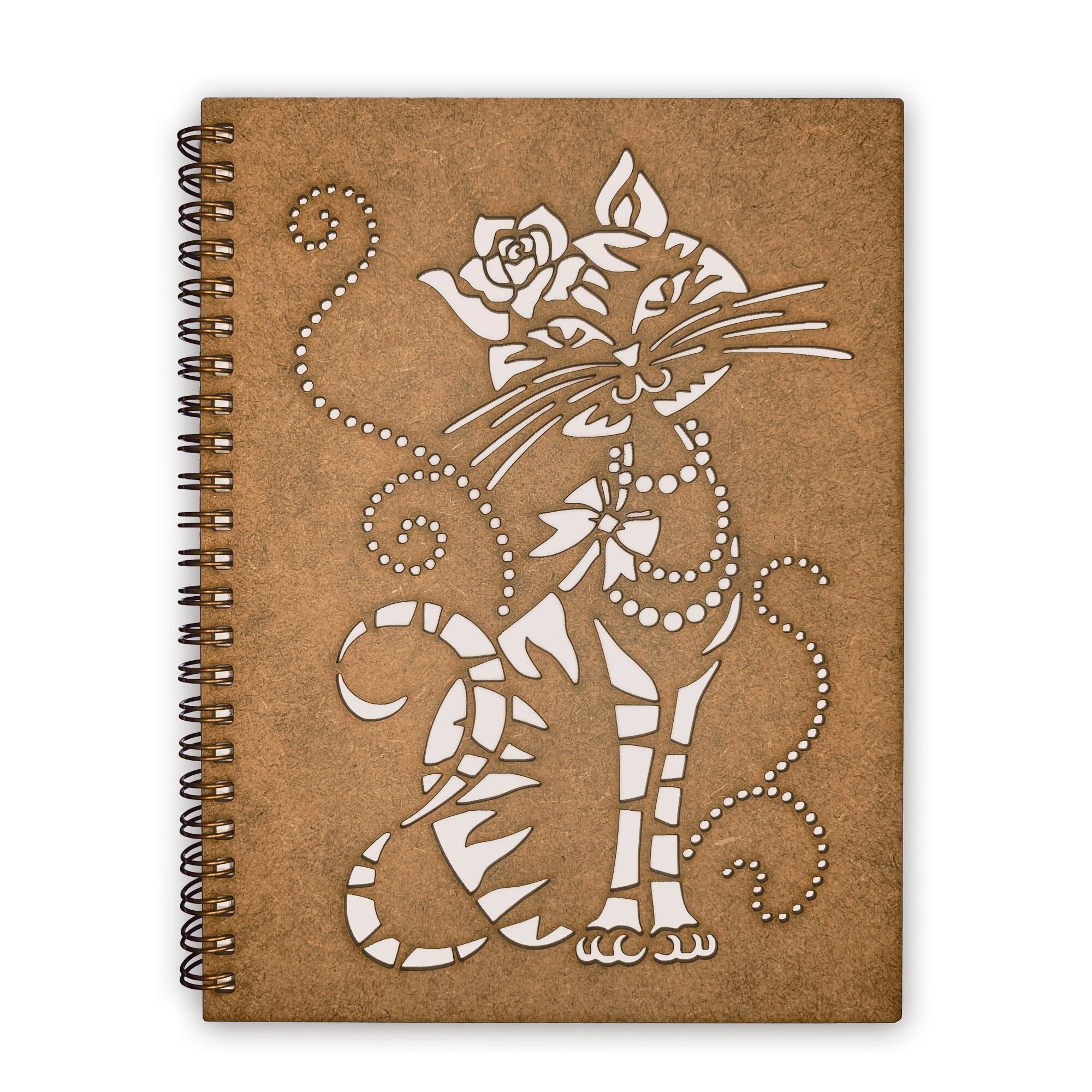 Agenda Lemn Decupata A5 80 file - Pisica eleganta