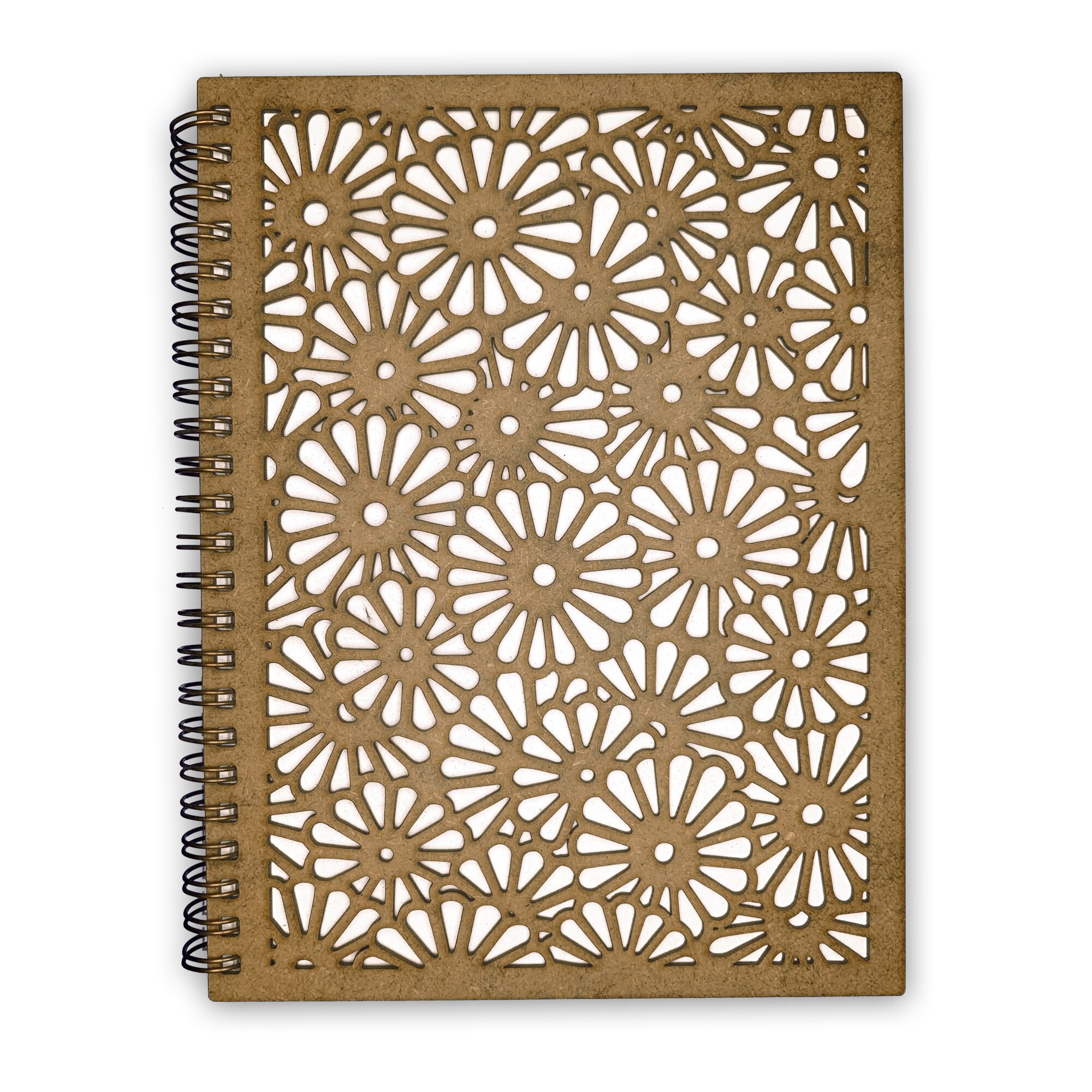 Agenda Lemn Decupata A5 80 file - Textura Complexa Flori