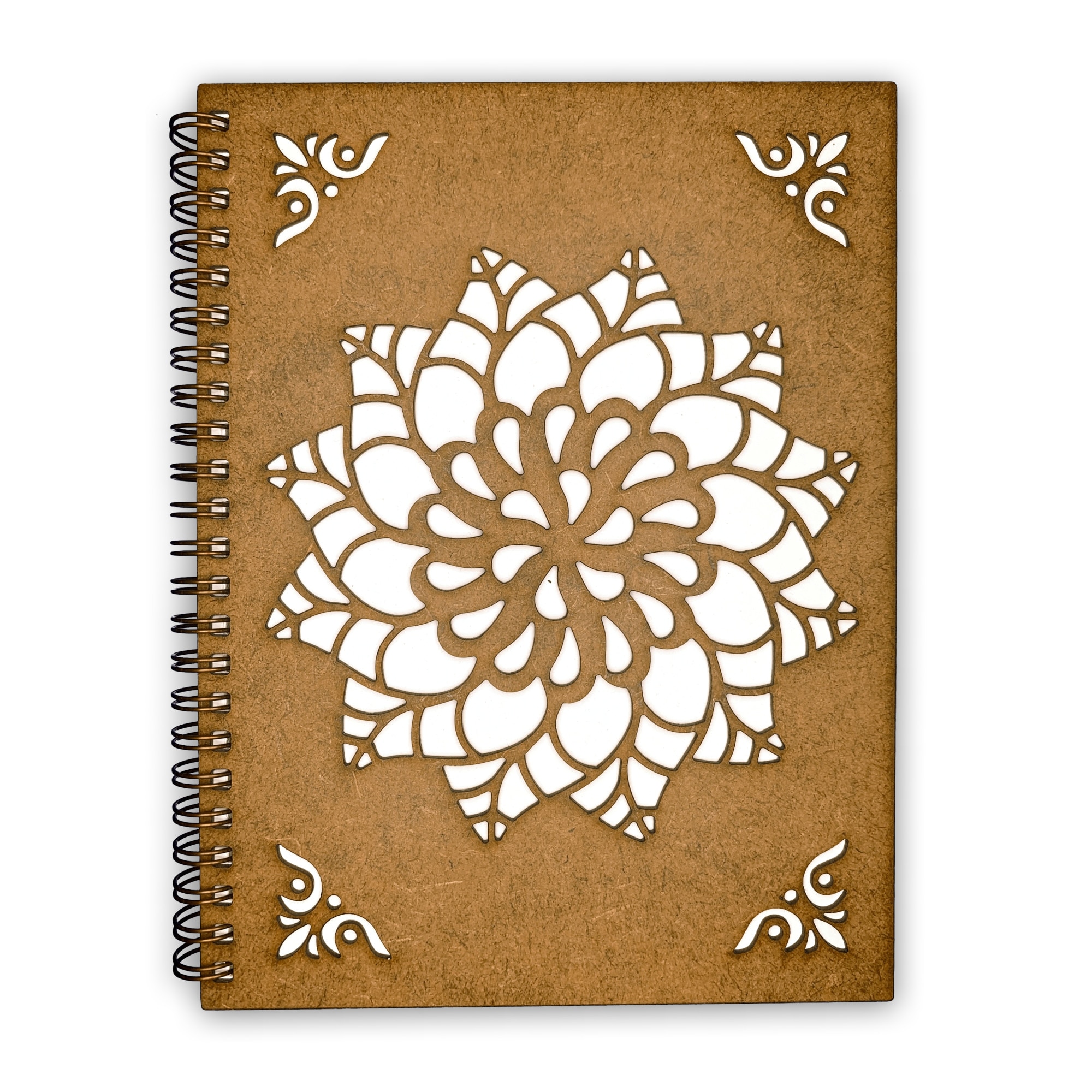 Agenda Lemn Decupata A5 80 file - Mandala din Frunze