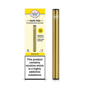 Kit Tigara Electronica Dinner Lady Vape Pen - Banana Ice ,Dispozitiv de unica folosinta ,1,5ml ,20mg NicSalt ,autonomie ,400 pufuri Kit Tigara Electronica Dinner Lady Vape Pen - Banana Ice ,Dispozitiv de unica folosinta ,1,5ml ,20mg NicSalt ,autonomie ,400 pufuri
