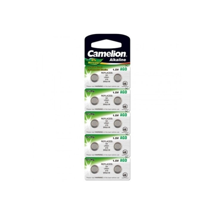 Camelion l521 / ag0 / 379 / sr521w / g0 Alkáli elem készlet, 10 db, 1,5v