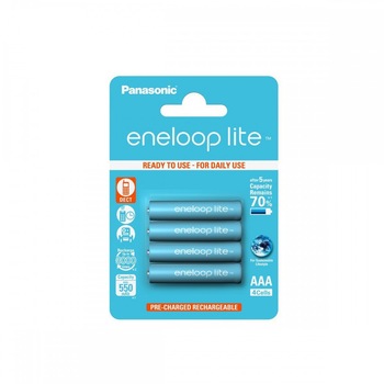 Set de 4 buc baterii reincarcabile Panasonic eneloop lite aaa r3 550mah 1.2v 1x Blister Set de 4 buc baterii reincarcabile Panasonic eneloop lite aaa r3 550mah 1.2v 1x Blister