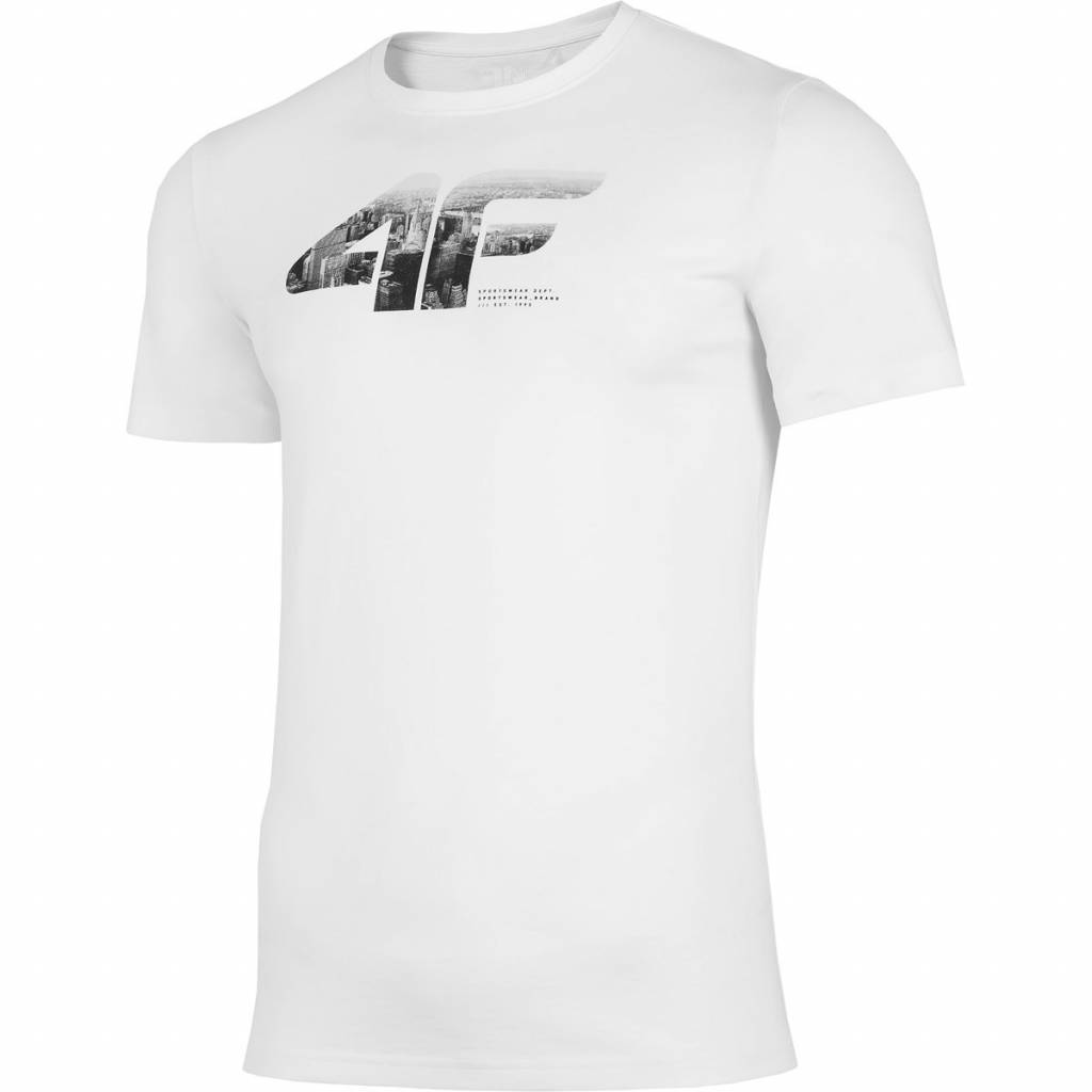 Tricou barbati 4F, H4L21-TSM024, Bumbac, Alb, L